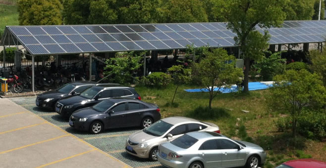 江蘇RUNDAの屋根一体型太陽電池自転車の駐車場